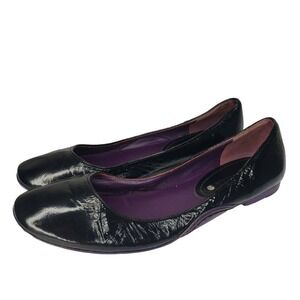 CELINE Women Ballet Flat Size 7.5 Slip On Shoe Black Patent Leather Comfy Casual